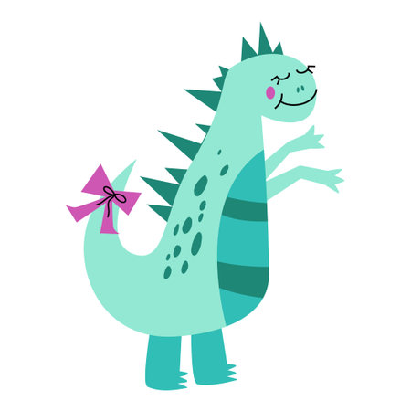 Dinosaur isolated on white background.Predatory extinct lizard in flat style for kids or baby textiles. Vector illustrationのイラスト素材