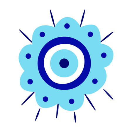 Evil eye greek amulet isolated. Turkish eye in blue for amulet and protection. Vector illustration in a flat styleのイラスト素材