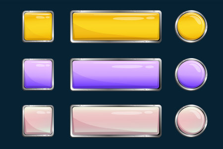 Game button set ui web icon for app isolated. Volume cartoon vector design. Mobile game assets sign....