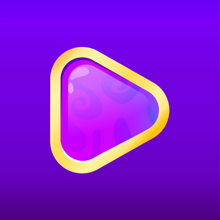Game button in 2d style on colorful background. Options panel settings button purple. Cartoon vector illustration. Game ui for mobile casual games, ui kit, menu.のイラスト素材