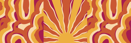 Groovy poster y2k retro background set for print design. Spiral vector illustration. Psychedelic...