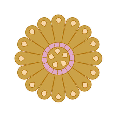 Boho groovy daisy green flower isolated on white background. Daisy retro flower for pastel hippie design. vector illustration.のイラスト素材