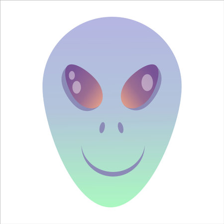 Retro vaporwave face alien isolated y2k style. Aesthetic pop flat vector illustration. Y2k...