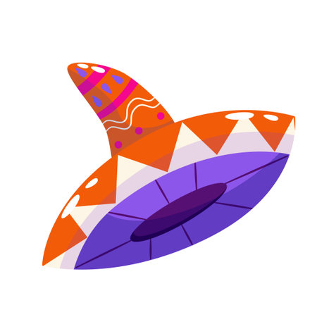 Colorful mexican hat. Vector cartoon illustration design. Bright hat for celebrating the day of deathのイラスト素材