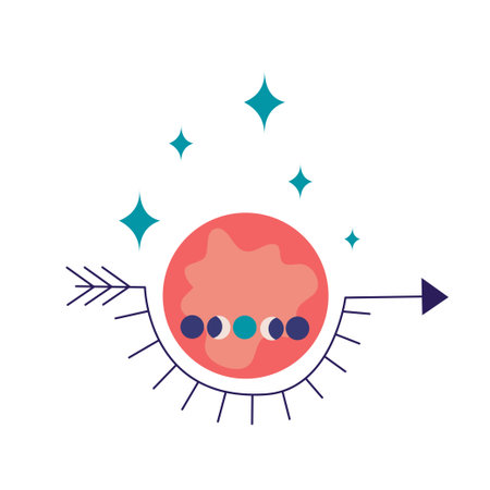 Mystic celestial moon isolated. Tribal celestial tattoo. Isolated vector illustration. Mystic moon illustration. vector flat drawingのイラスト素材