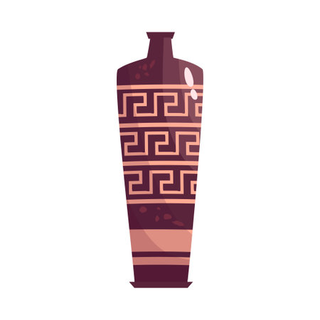 Greek vase ancient jar isolated. Ceramic vase with greek symbol. cartoon vector illustration. Pottery jar earthenware antique design.のイラスト素材
