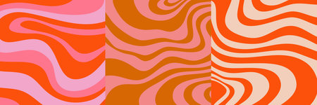 Psychedelic trippy y2k set retro background swirl. simple vector illustration. Groovy wave print. vintage background. Psychedelic groovy spiralのイラスト素材