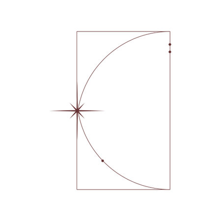 Boho frame arch with line and star. Vintage simple shape design. Boho minimal arch. Geometric round shape. vector illustrationのイラスト素材