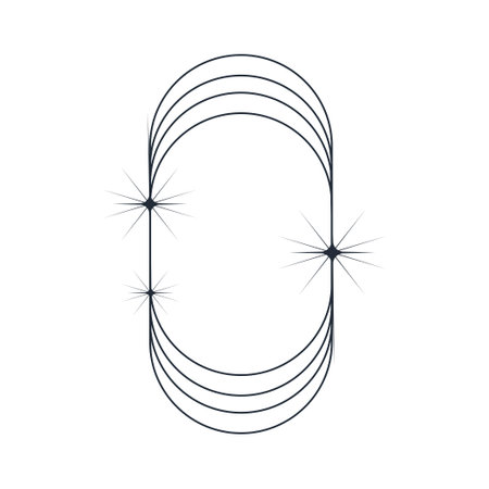 Y2k Aesthetic Frame modern Sipmle Graphic. Retro Geometric shape with star, circle shape. Abstract y2k form. minimal aesthetic design. trendy vector illustration.のイラスト素材