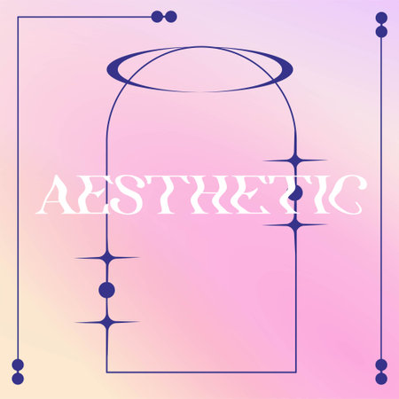 Y2k Gradient Poster Aesthetic with star. Abstract shape geometric figure. Aesthetic elements and pastel Gradient. Simple minimal Y2k poster. abstract vector design elementsのイラスト素材
