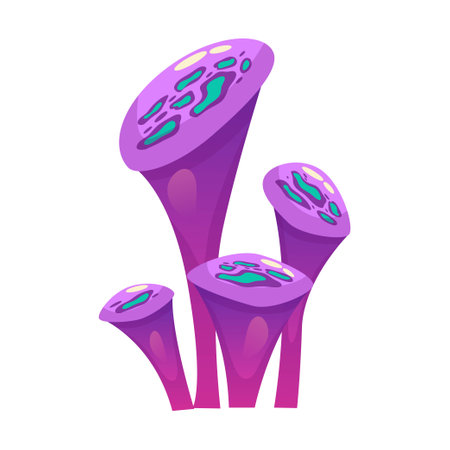 Coral reef underwater with algae. seaweed ocean plant. Coral undersea fauna. Cartoon Reef isolated. Cartoon vector design.のイラスト素材