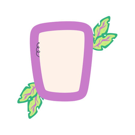 Vibrant Memo Notebook with flower paper frame for text. Planner sticker element sticky. Flat vector illustration. Cute note planner page.のイラスト素材