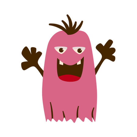 Retro Groovy Halloween ghost. Trippy retro spooky elements. Groovy boho vector illustration. Autumn october holiday.のイラスト素材