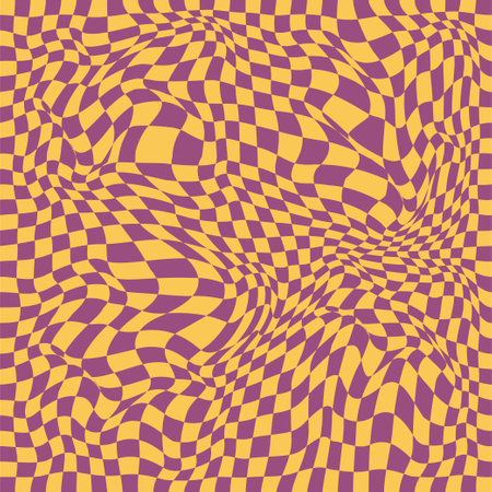 Pattern Psychedelic checkerboard. Groovy retro checkered texture. Psychedelic playful background. Retro graphic y2k design. Vector illustrationのイラスト素材