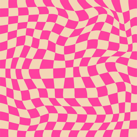 Pattern Psychedelic checkerboard. Groovy retro checkered texture. Psychedelic playful background. Retro graphic y2k design. Vector illustrationのイラスト素材