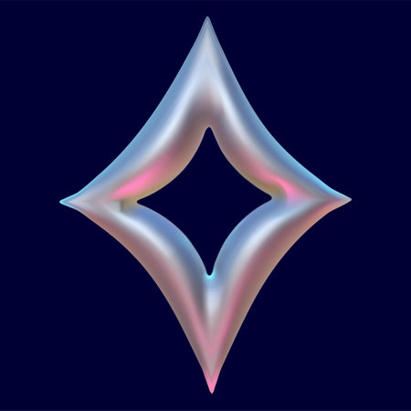 Y2k chrome 3D star. Trendy metal elements. Silver glossy abstract shape. 3D render vector illustration.のイラスト素材