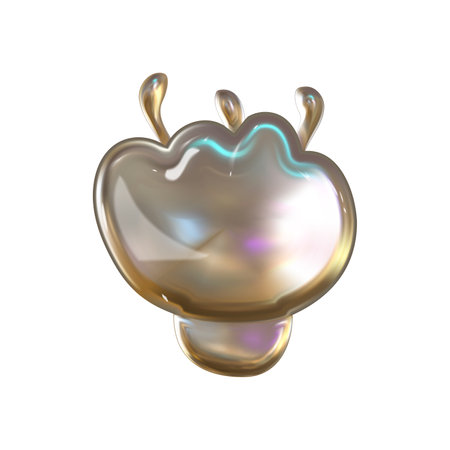 3d y2k chrome glossy silver element. Abstract shape chrome metal render. Y2K form flower. Vector illustration 3d render.のイラスト素材