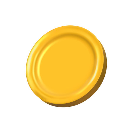 Gold coin 3d render. Game Money on white background. Rotating empty coin for game reward and prize. Vector 3d illustration.のイラスト素材