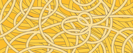 Noodle Ramen Pattern background. Pasta food texture spaghetti geometric. Abstract ramen ornament. Flat vector illustration. Wave texture backgroundのイラスト素材