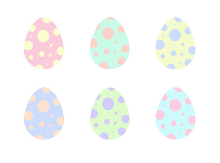 multicolor six chicken easter eggsのイラスト素材