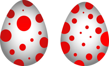 red two chicken easter eggsのイラスト素材
