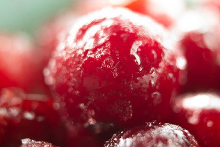 large frozen bright red berriesの写真素材