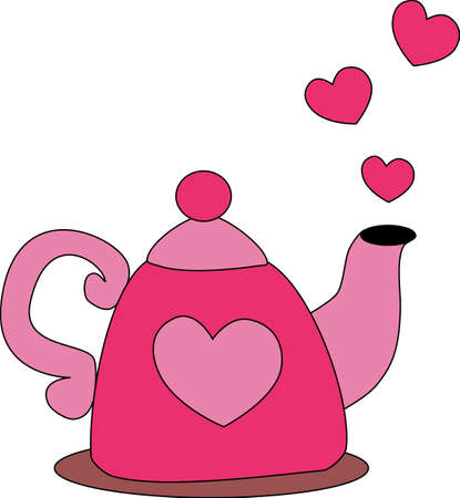 vector illustration of a pink children's teapot on a white backgroundのイラスト素材