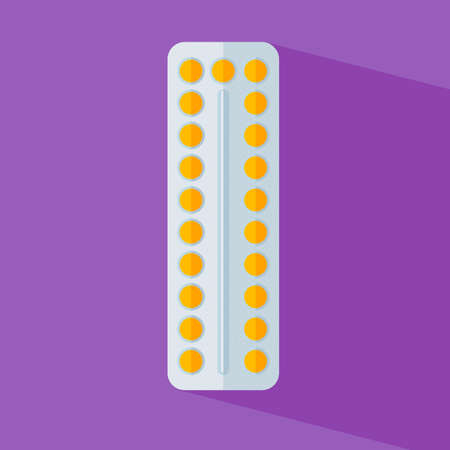 Blister pack of pills . Icons of flat tablets. Symbol pharmacy. Vector illustration icon isolated on white background. Medicineのイラスト素材