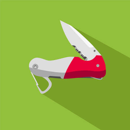 flat icon of functional knife in the unfolded state with long shadowのイラスト素材