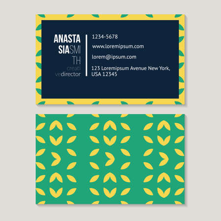 Trendy foliar business card template for creative director, abstract pattern vector design editable.のイラスト素材