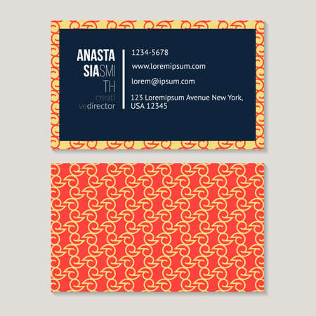 Trendy vintage business card template for creative director, abstract pattern vector design editable.のイラスト素材