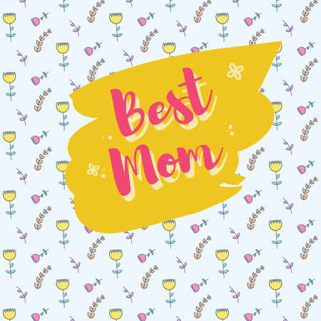 Vintage Warm Happy Mother's Day Floral Postcard Illustration, Template For Social Media, Print, Web Banners, Invitation and Other Mother's Day Related Activitiesのイラスト素材