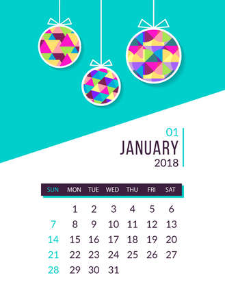 Calendar planner. Flat style. Vector illustration. Monthly calendar template for January.のイラスト素材