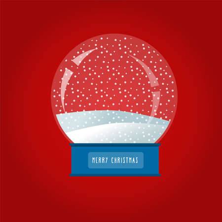Snow globe on a stand. Happy holidays greeting card. Vector illustrationのイラスト素材