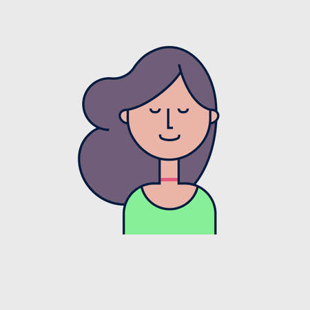 Colorful vector avatar of dreaming girl. Flat illustrationのイラスト素材