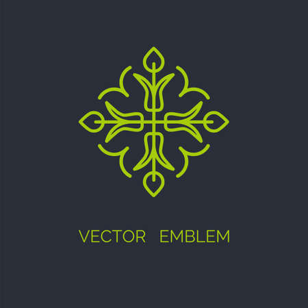 Simple and stylish monogram design template, Elegant Flower line art Logo Design Template. Element for your design - floral shops,cosmetics packaging, beauty and spa studios.のイラスト素材