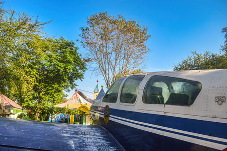 a small plane belonging to the Indonesian navy which is used as a monument at Juanda's smart house,...