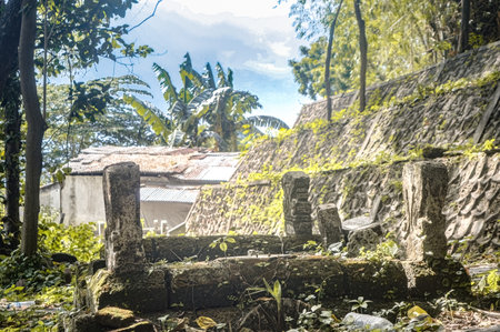 The ancient Islamic burial complex of Sunan Giri is shadyの写真素材