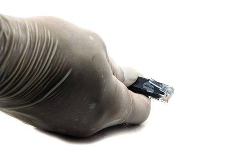 cable type cat5 use for connect to network on white background.