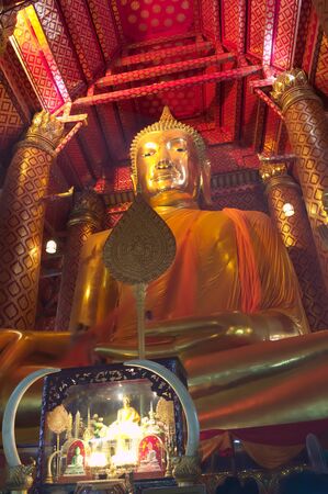Beautiful ancient art in buddha at Wat Yai Chaimongkol, Ayutthaya,の写真素材