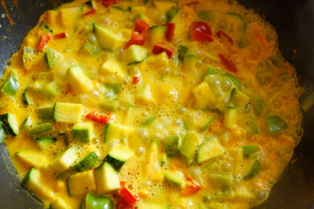 Wok with stir fry vegetablesの写真素材