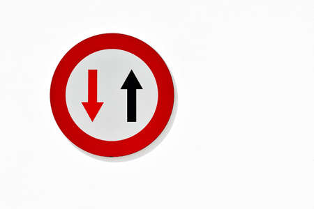 Traffic sign - Priority of Passage - On white background.の写真素材