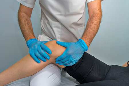 Physician working on examining a girls injured foot