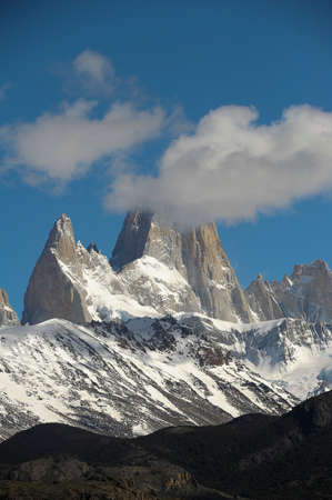 Mount Fitz Roy, or cerro chalten, in the ice field of patagoniaの写真素材
