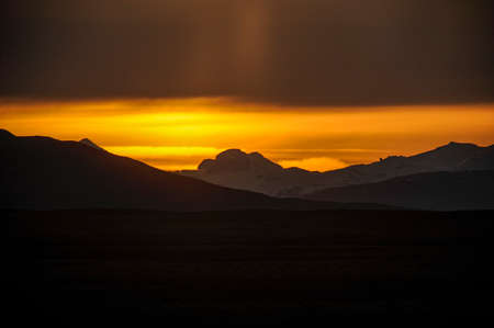 Sunset over the steppe of Patagonia.の写真素材
