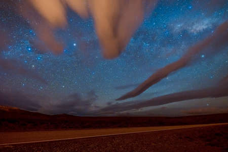Night photography on the starry sky of Patagonia.の写真素材