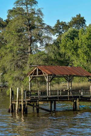 Tigre River in the City of Buenos Aires in Argentina.の写真素材