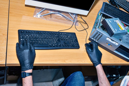 Computer technician working in workshop