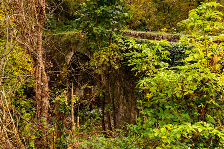 Roman bridge - vieyu bridge in Asturiasの写真素材