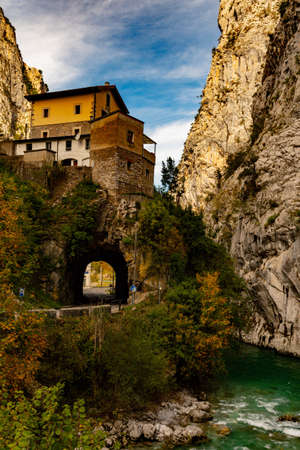 High mountain landscape and the Cares river.の写真素材